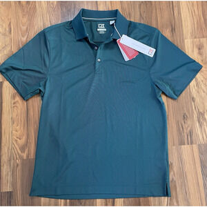 NWT Men’s S Cutter & Buck Golf Polo CB DryTec 50+ UPF - Teal Green Short Sleeve